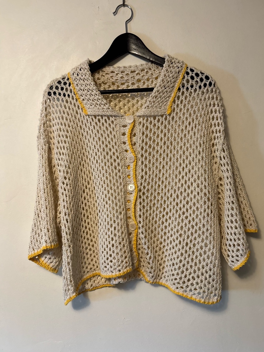 FOREVER 21 Open Knit Button Up Top